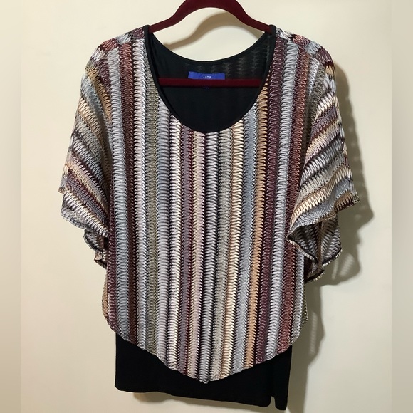 Apt.9 black shell with woven overlay with silver threads,grey,tan,rust,white XXL - Picture 1 of 3